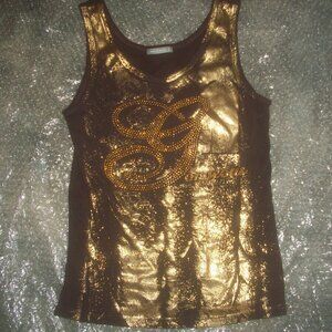 gold stud bling tank.womans muscle tee shirt."Gorgeous".size small